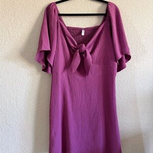Purple Tie-Front Dress